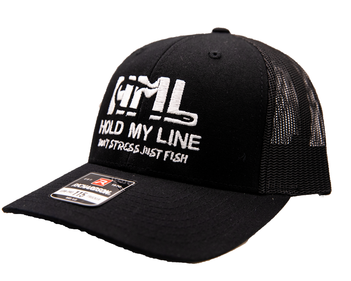 Black - Richson 115 Low Profile Trucker hat - Conv. Fishing Hook Logo