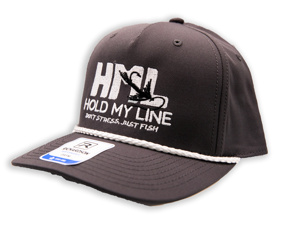 Dark Grey - Richardson 5 Panel Classic Rope Panel 258 - Fly Fishing Logo
