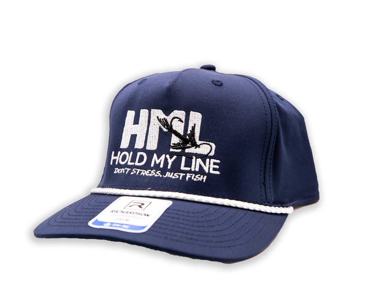 Navy Blue - Richardson 5 Panel Classic Rope Panel 258 - Fly Fishing Logo